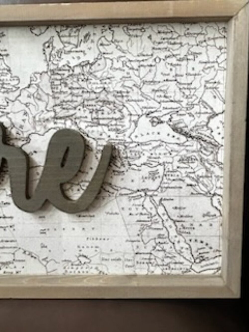 Vintage Framed "Explore" Artwork Wit Map Background Dark 3D Scripted Lettering - Picture 6 of 8